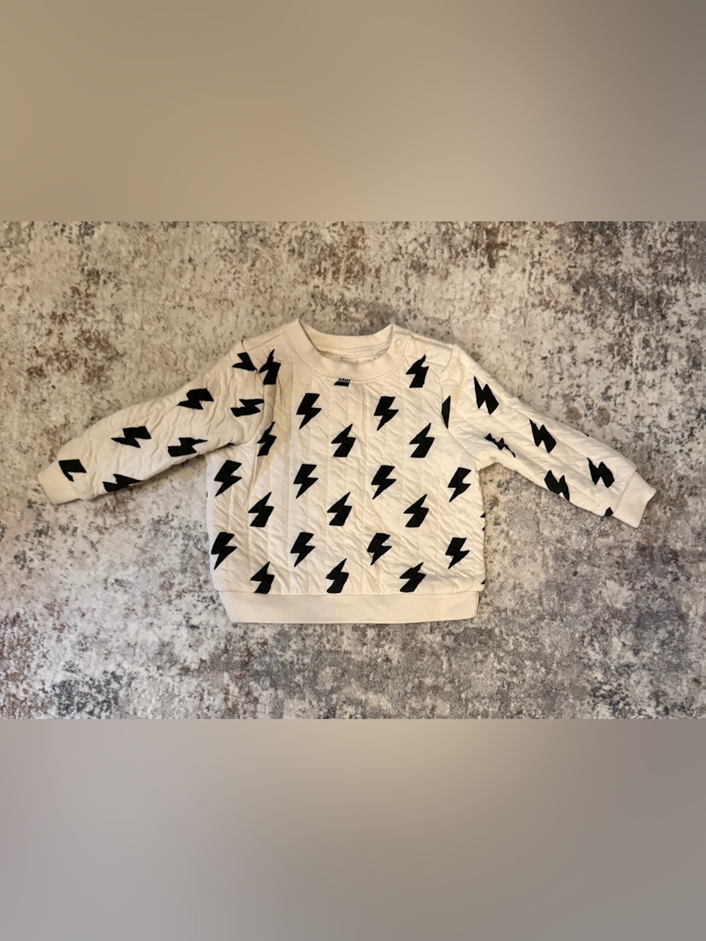 Cat & Jack Cream Sweatshirt with Black Lightning Bolts